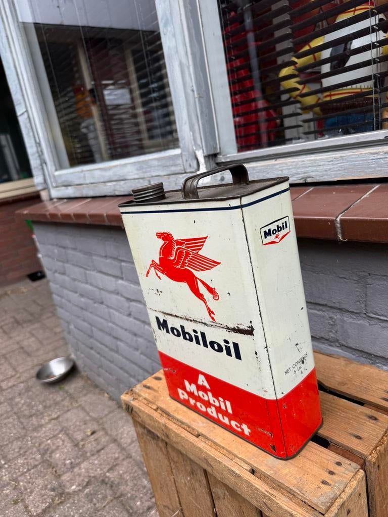 Grand bidon d'huile Mobiloil de 5 litres, Enlèvement ou Envoi, Utilisé, Emballage