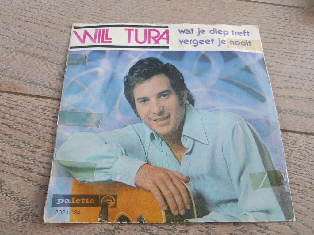 Single : Will Tura - wat je diep treft, maartse buien, Ophalen of Verzenden, Zo goed als nieuw