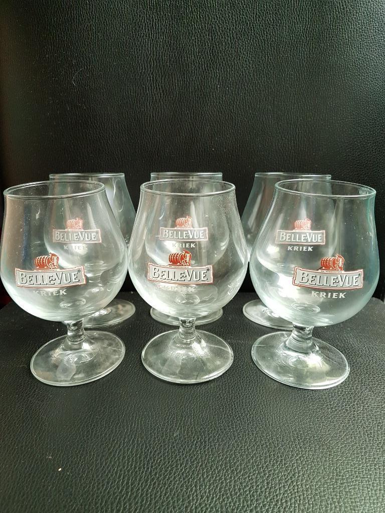 Bierglazen Belle-Vue kriek 6 stuks, Enlèvement, Utilisé, Verre à bière