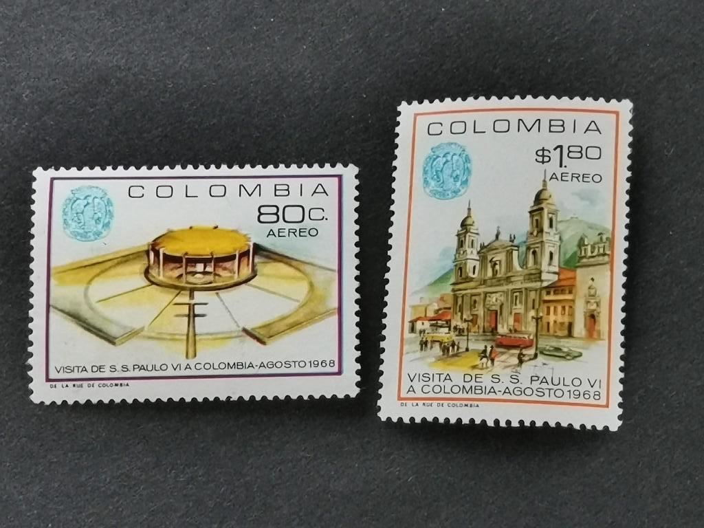 Colombie 1968 - Visite du pape, église, cathédrale **, Timbres & Monnaies, Enlèvement ou Envoi, Non oblitéré, Amérique du Sud