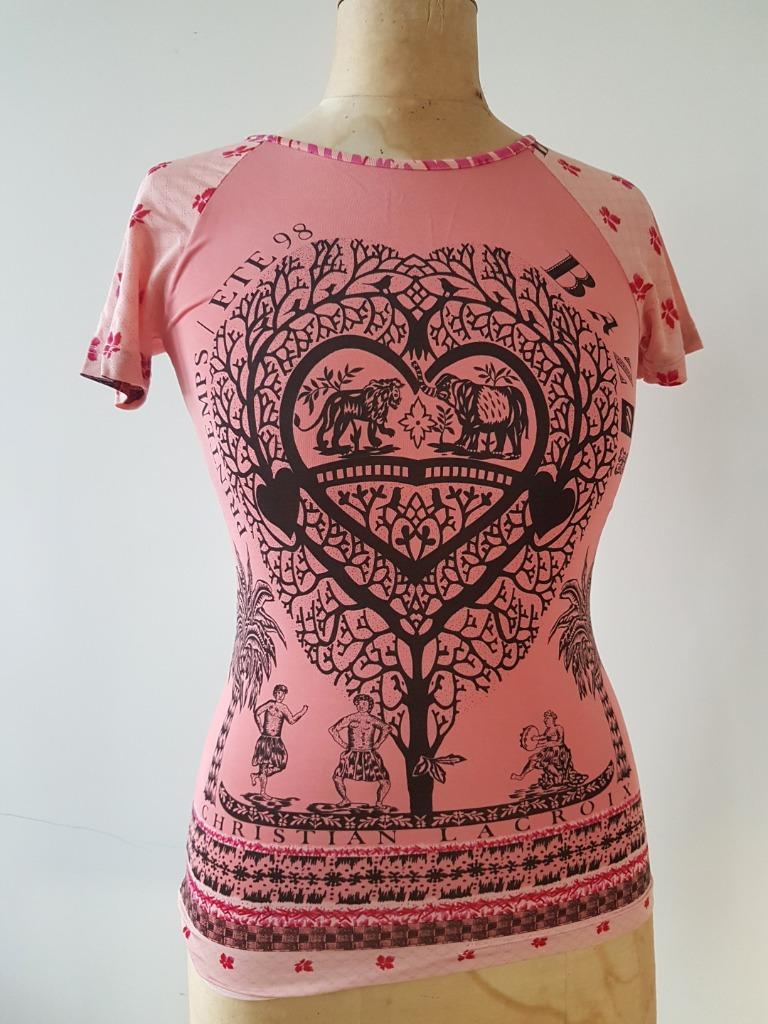BAZAR de CHRISTIAN LACROIX - Jolie blouse rose à motifs noir, Taille 38/40 (M), Enlèvement ou Envoi, Porté, Rose