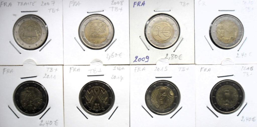 Lot herdenkingsmunten van 8 x 2 euro Frankrijk "circulées", Verzenden, Frankrijk, 2 euro, Losse munt