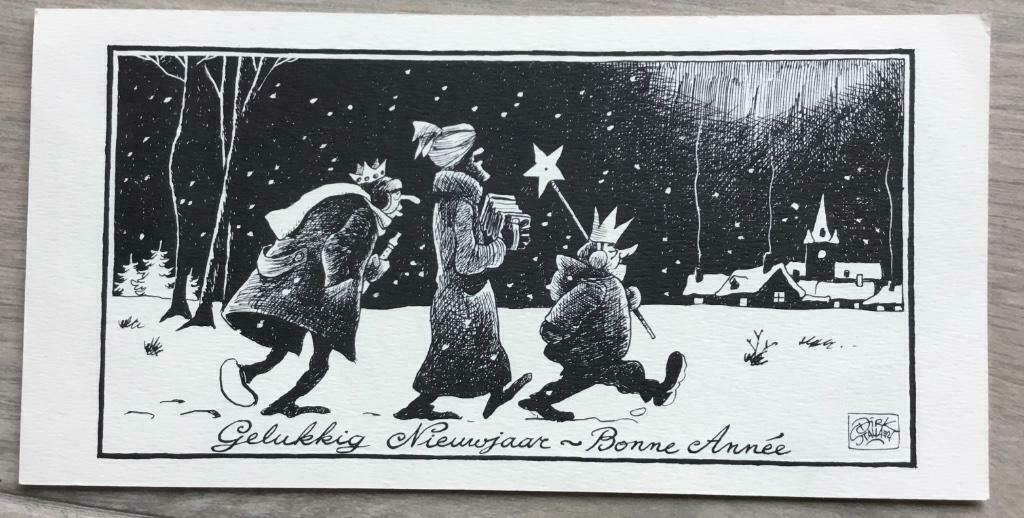 Kerstkaart met tekening van Dirk Stallaert (Nero), Eén stripboek, Ophalen of Verzenden, Gelezen