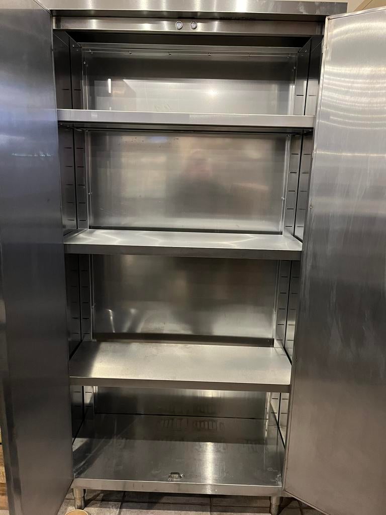 Horeca:Armoire 1m x 44 cm x 2 m, 4 étagères, Articles professionnels, Mobilier en inox, Enlèvement, Utilisé, Nicole & Co