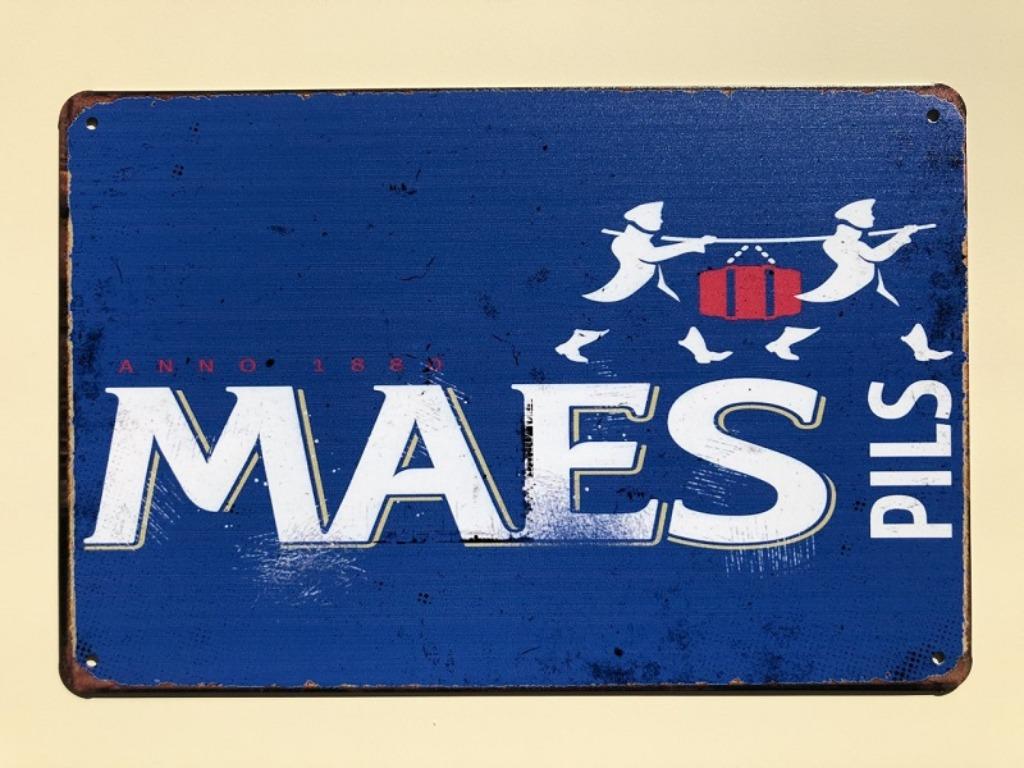 Panneau publicitaire Maes Pils Beer en métal au look vintage, Collections, Marques de bière, Enlèvement ou Envoi