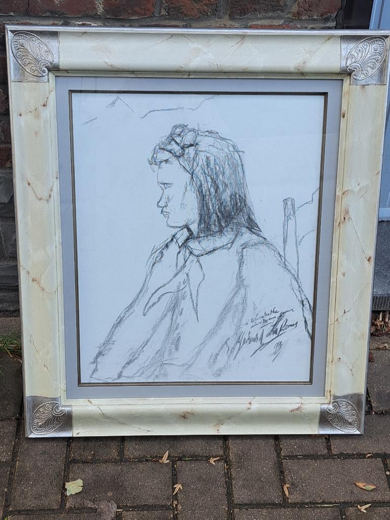 dessin sur toile encadre signe gerard le roux, Ophalen