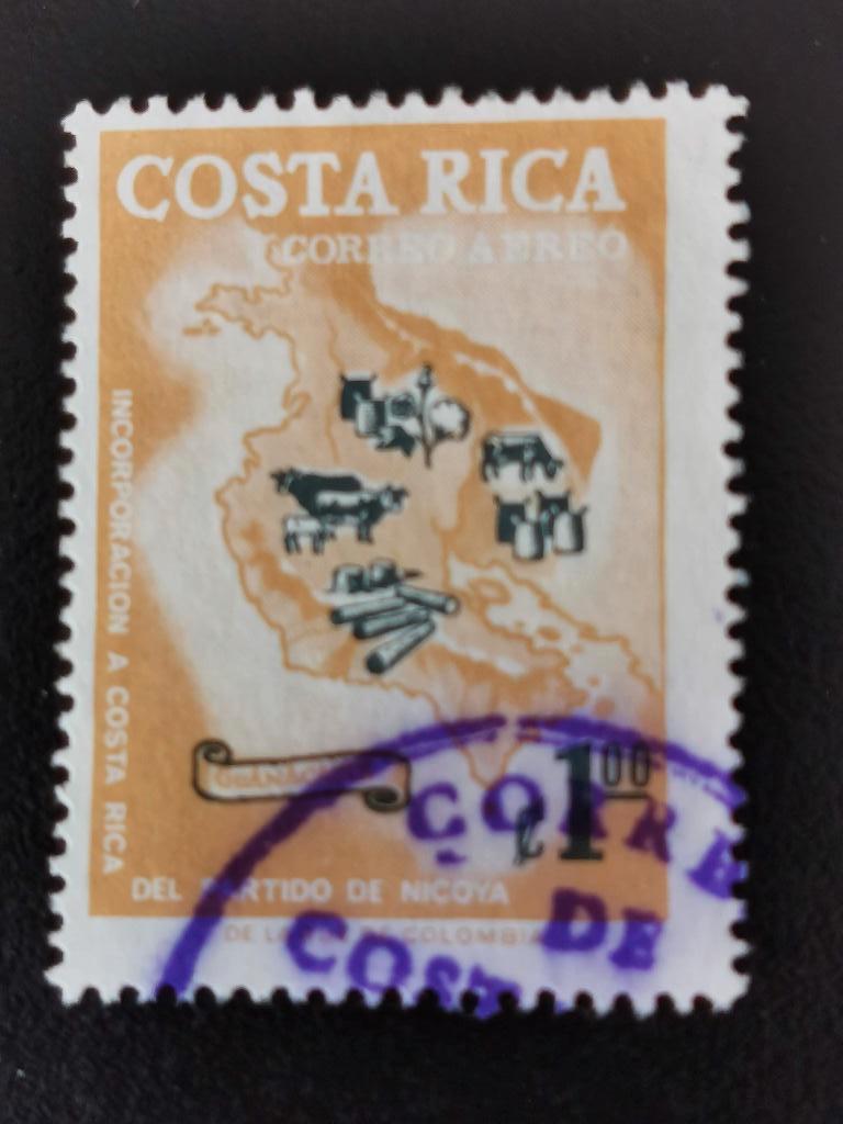Costa Rica 1965 - incorporation de Guanacaste - carte, Enlèvement ou Envoi, Affranchi, Amérique centrale