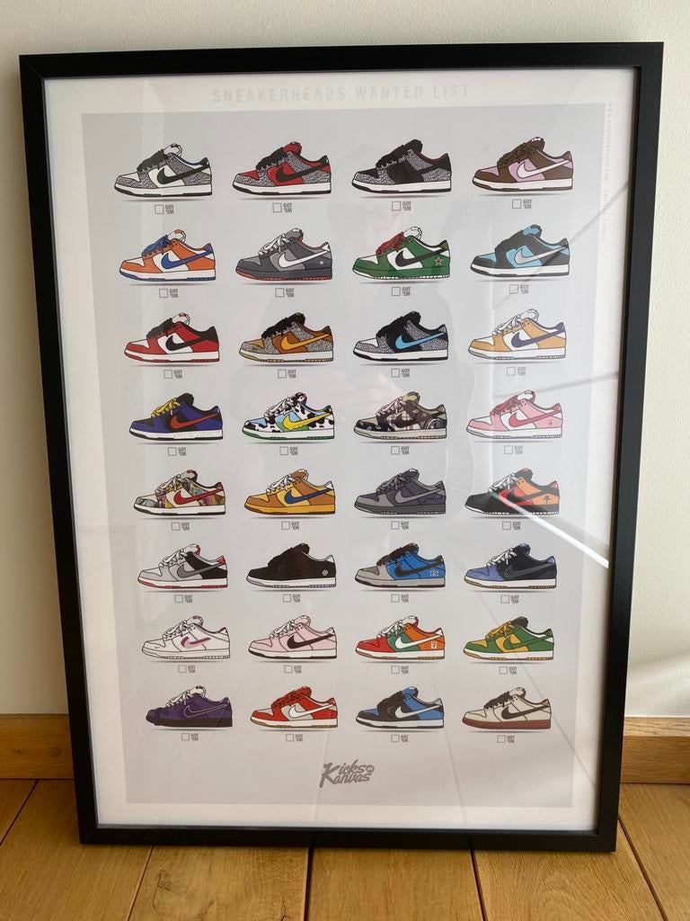 Poster Kicks on Kanvas, sneakerheads wanted list incl kader, Ophalen, Zo goed als nieuw
