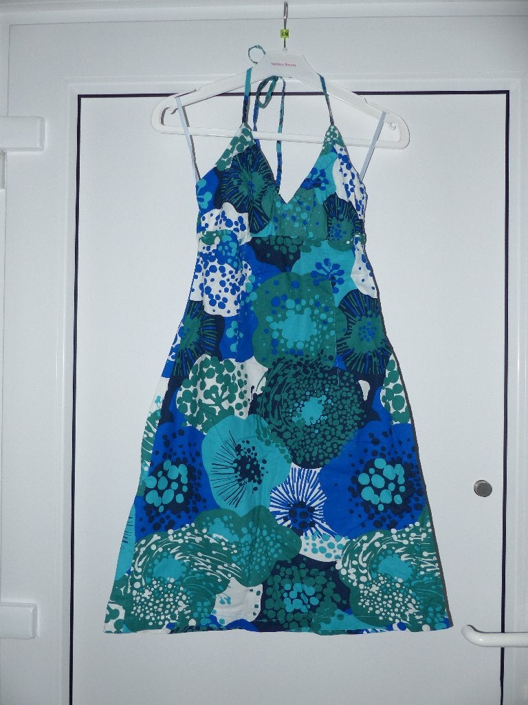 H&M blauw / groen jurkje - maat 38, Maat 38/40 (M), Blauw, Ophalen of Verzenden, Zo goed als nieuw