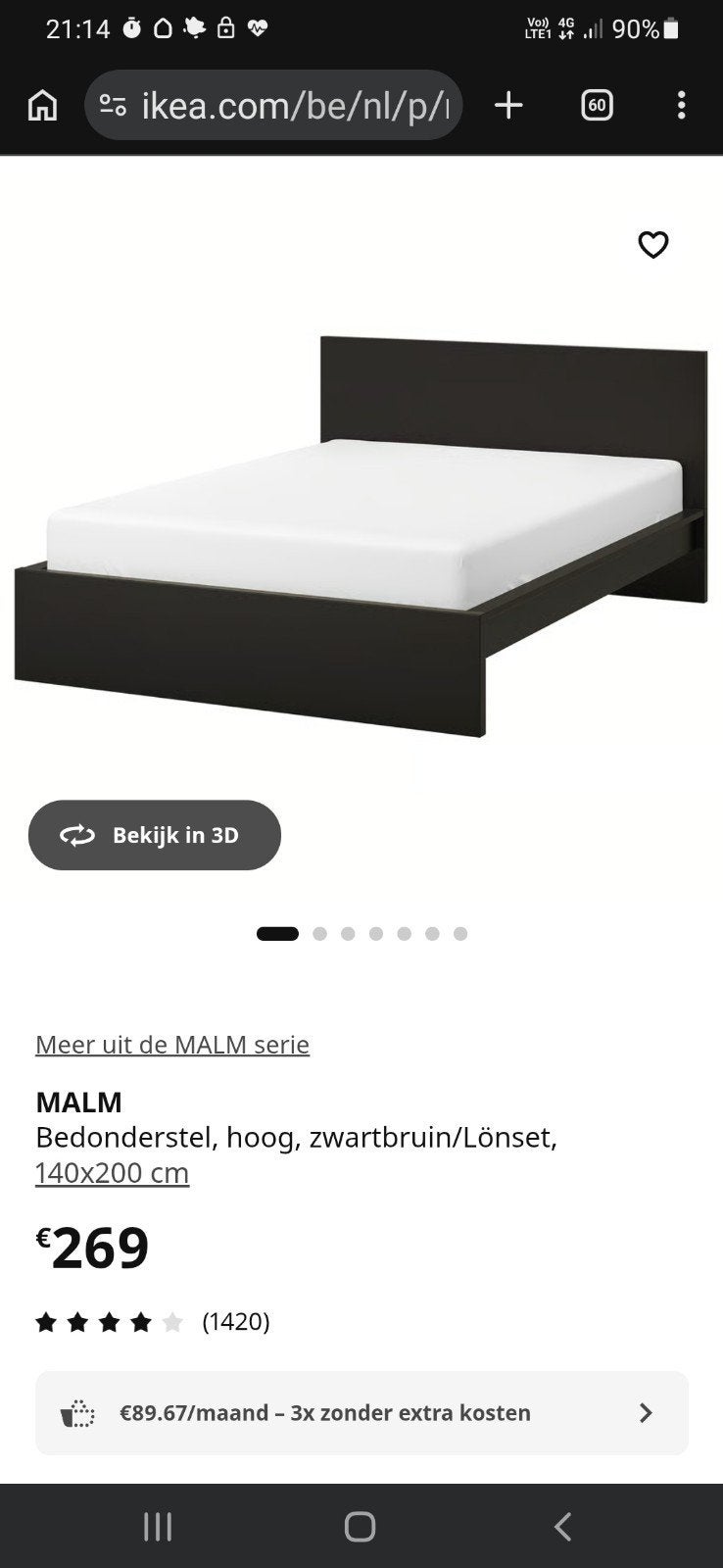 Malm ikea bedframe met lattenbodem, Huis en Inrichting, Ophalen, Verstelbaar
