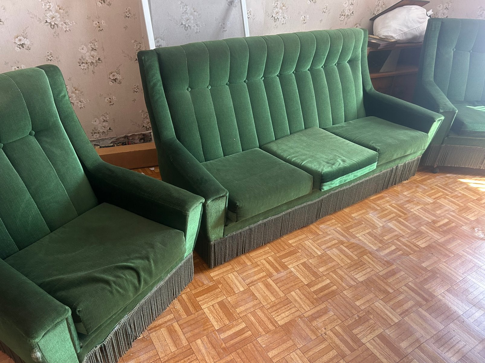 Canapé 3 places vintage avec 2 fauteuils des années 60/70, Enlèvement, Comme neuf