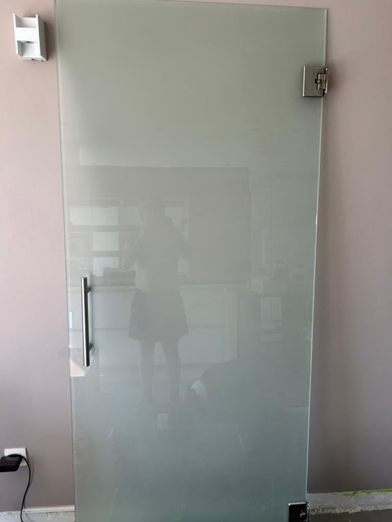 Glazen matte binnendeur., Doe-het-zelf en Bouw, Deuren en Vliegenramen, Ophalen, Gebruikt, 80 tot 100 cm, Binnendeur