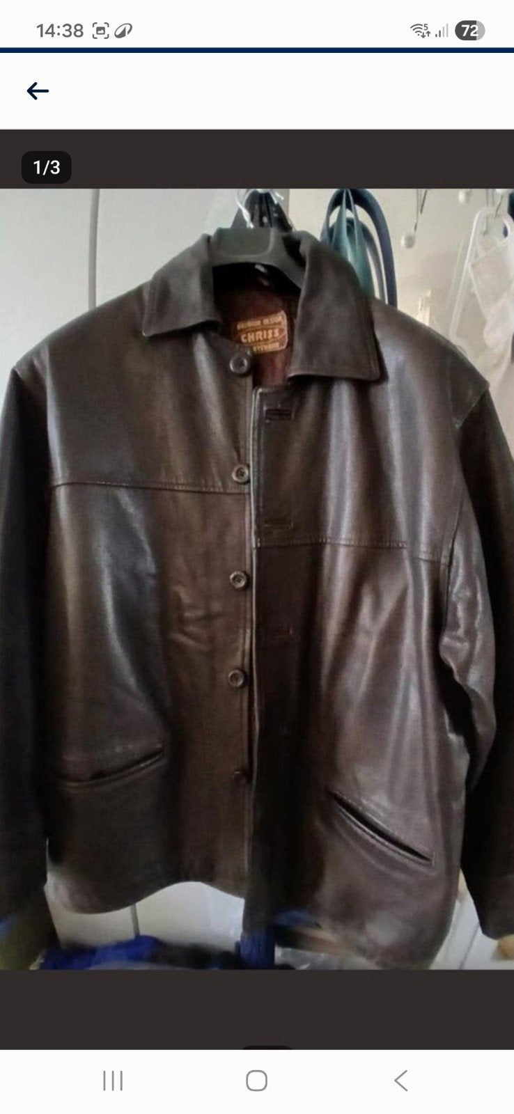 VESTE 3/4  EN CUIR BUFFLE BRUN FONCÉ PRIX 50 EUR, Enlèvement, Brun