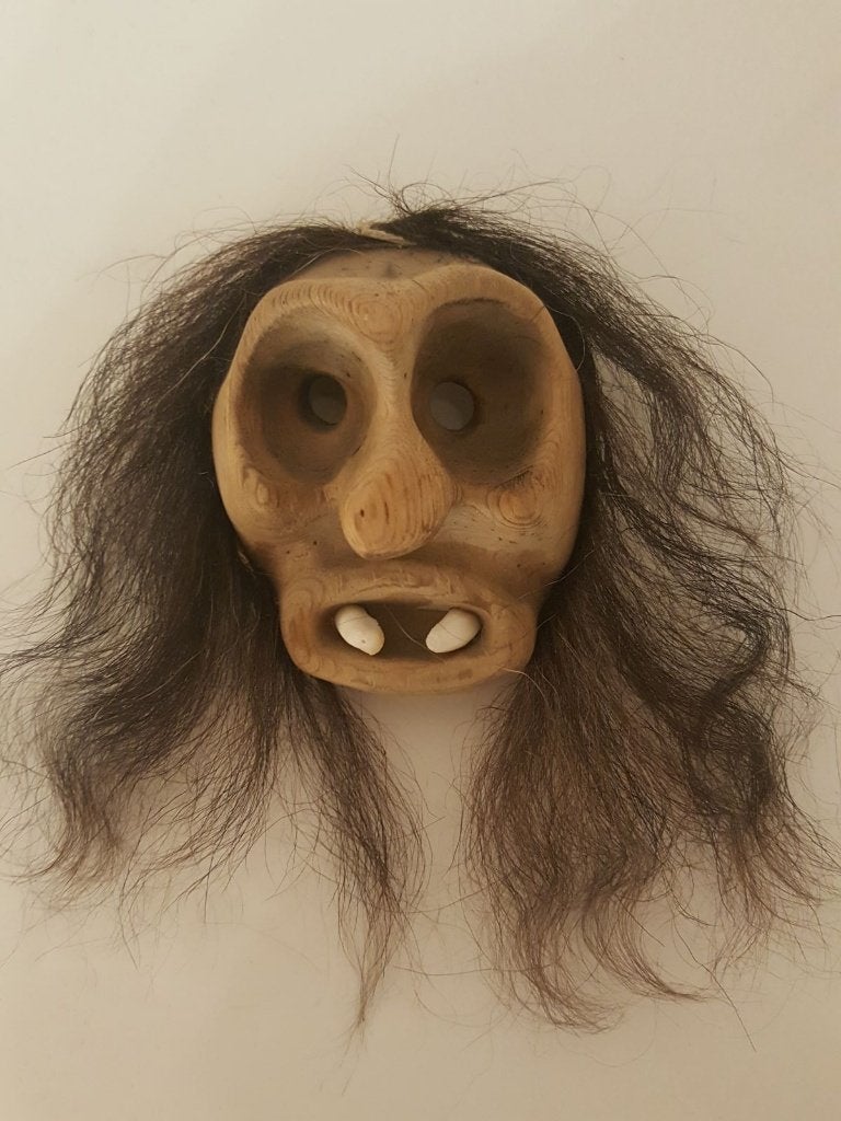 Masque de troll vintage Tschäggättä (art populaire) - 15 cm, Antiquités & Art, Curiosités & Brocante, Enlèvement ou Envoi