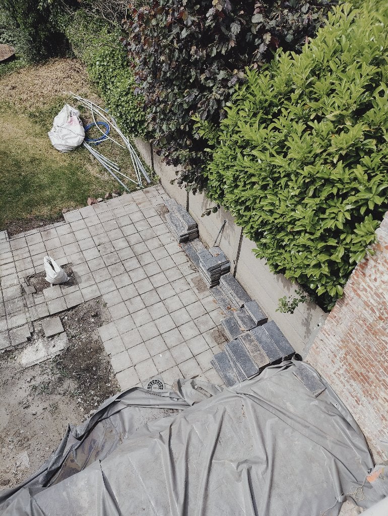 Belgische blauwe hardsteen tegels, Tuin en Terras, Ophalen, Gebruikt, Terrastegels, Natuursteen