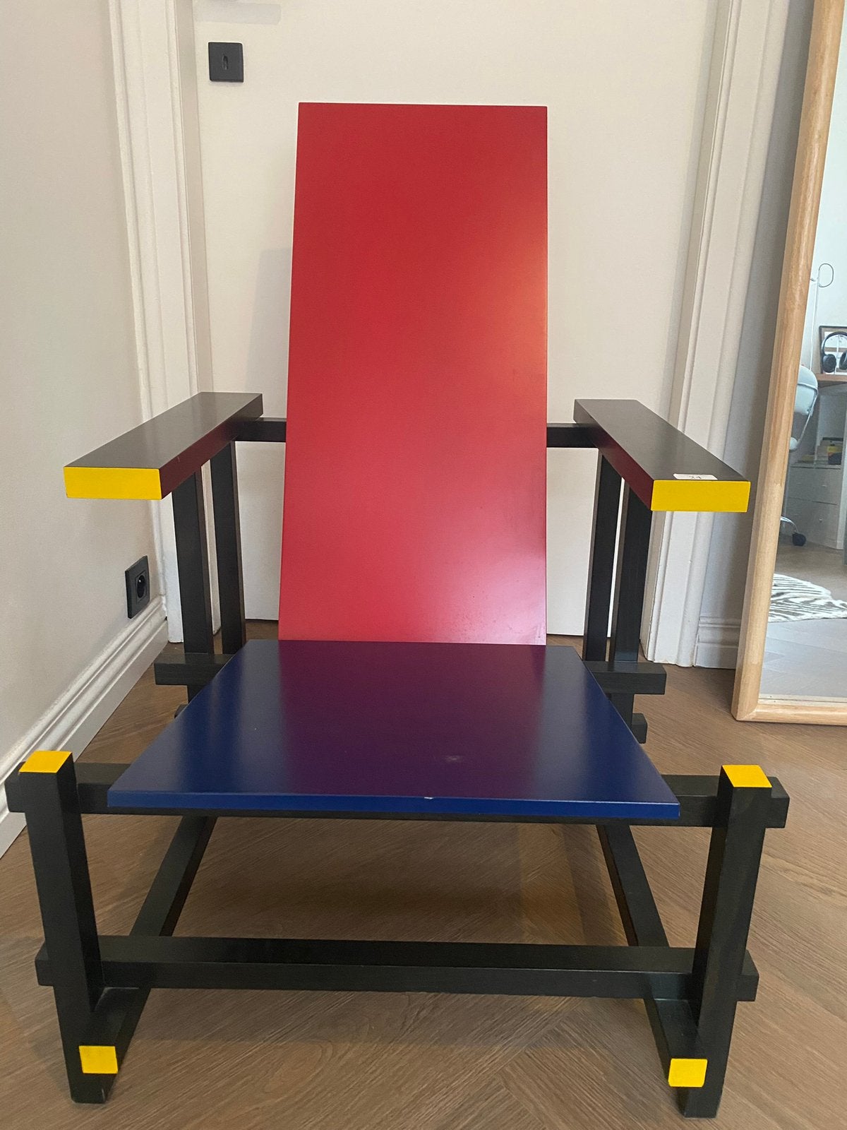 Red & Blue Chair (model 6179), Ophalen, Hout, Handgemaakt, Rood