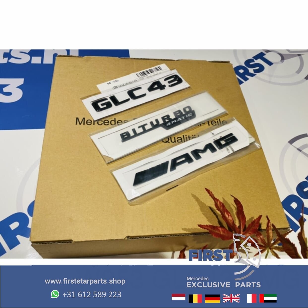 W253 GLC43 AMG LOGO SET ZWART EMBLEMEN GLC KLASSE 2016-2021, Gebruikt, -, Ophalen of Verzenden, -