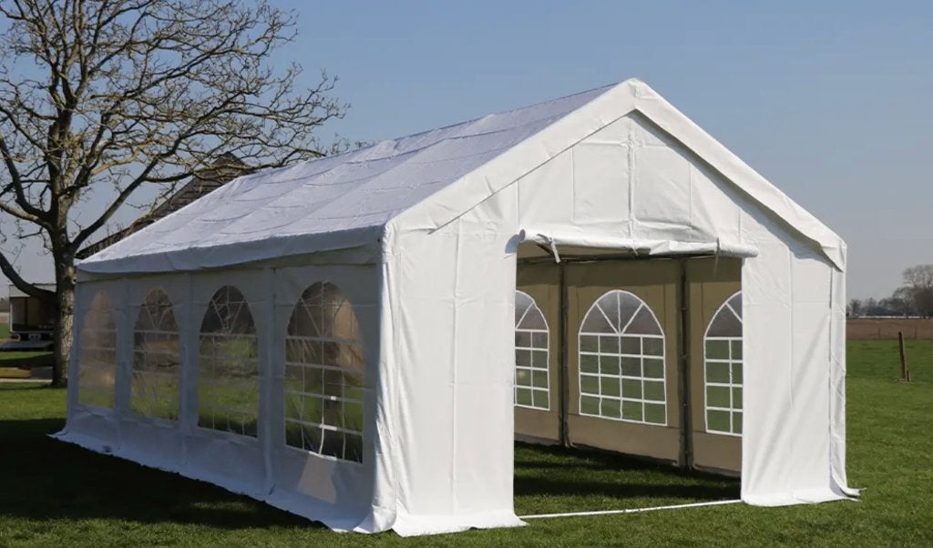 Partytent materiaal 4 x 8 m I zeil nog aan te kopen, Ophalen, Zo goed als nieuw, Feestartikel