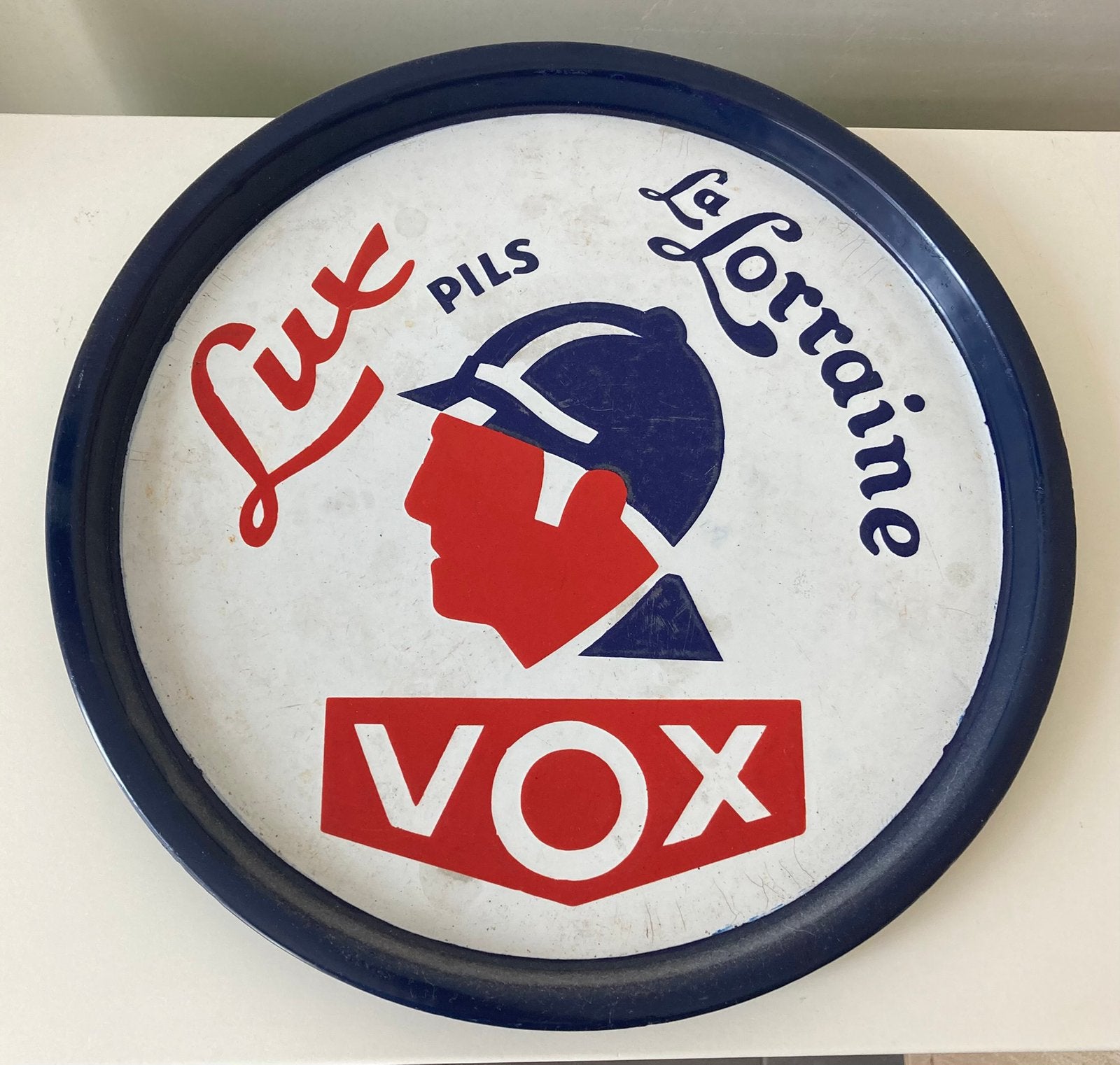 Emaille Lux Pils bierplateau, Verzamelen, Ophalen of Verzenden, Gebruikt