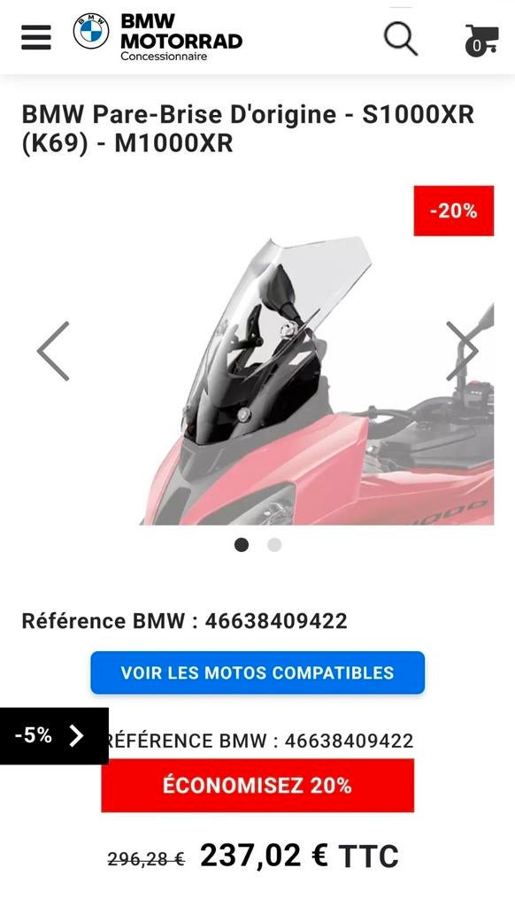Bulle BMW S1000XR (K69) Origine, Enlèvement ou Envoi
