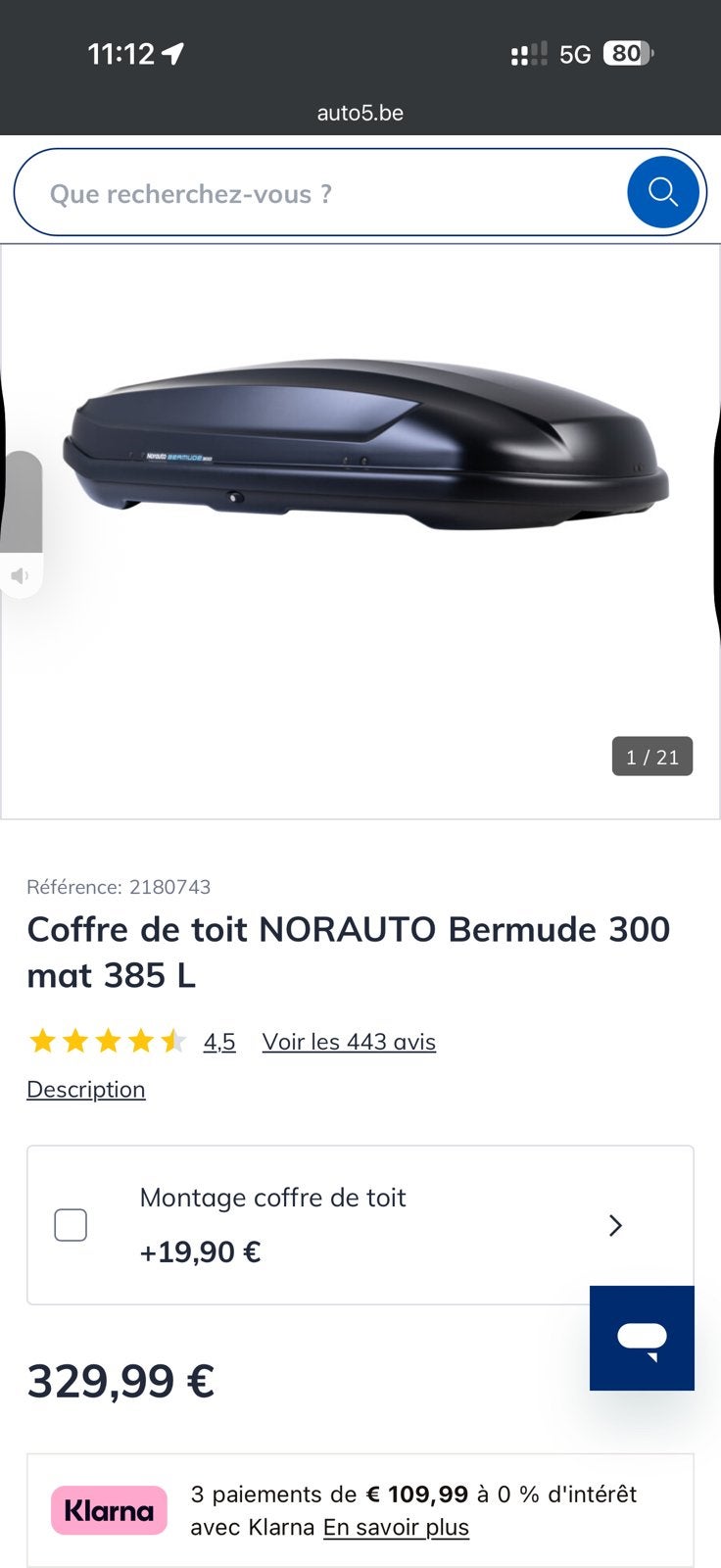 Coffre de toit bermude 300, Enlèvement, Comme neuf