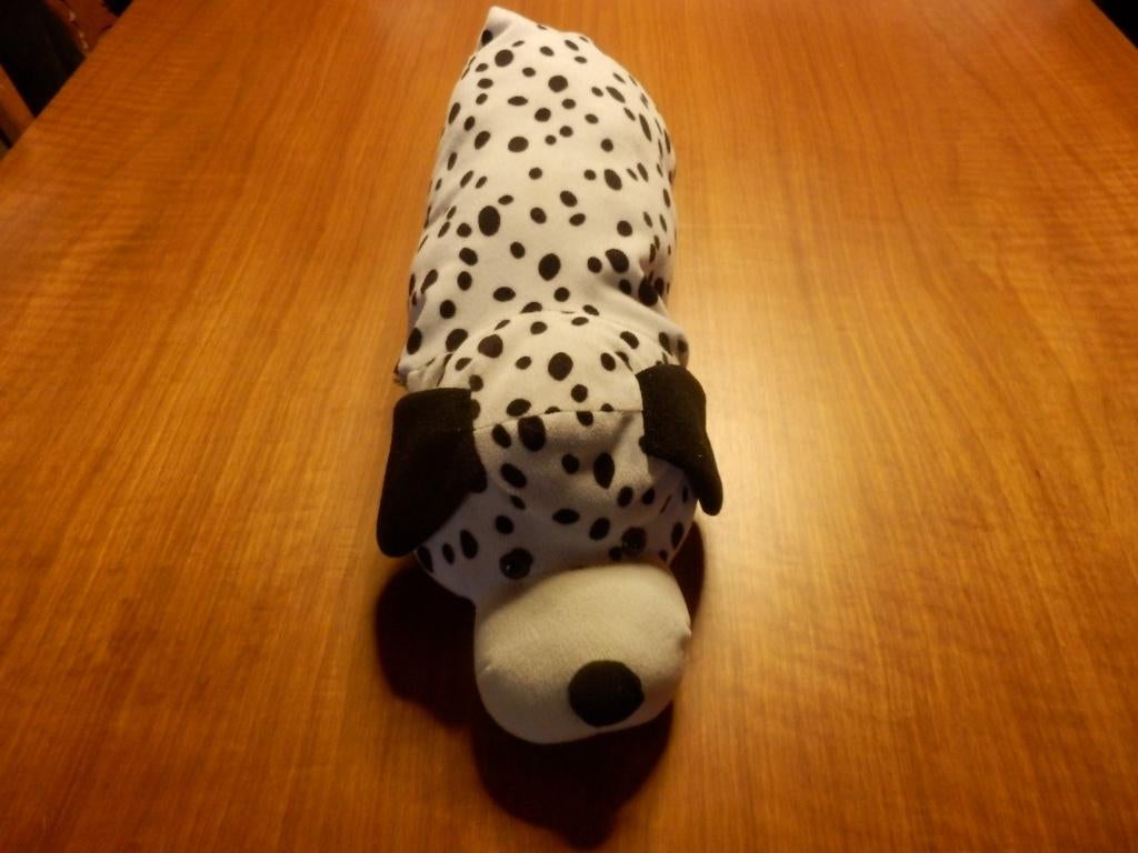 (26) -coussin chien noir blanc -, Zo goed als nieuw, Middelgroot (20 tot 80 cm), Wasbaar, Wit