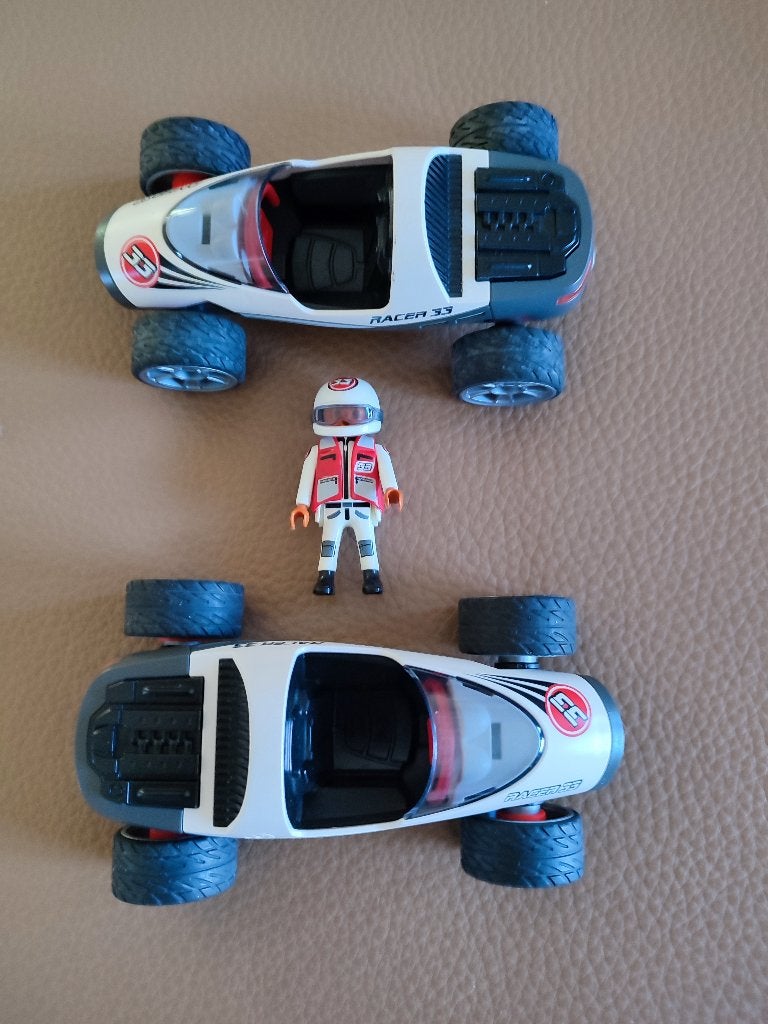 Playmobil 2 voitures de course et 1 figurine. Prix pr le lot, Enlèvement ou Envoi, Utilisé, Kit complet, Véhicule