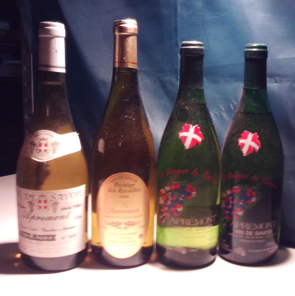 4x Vin de Savoie - Apremont - 1991/2000, Collections, Vins, Enlèvement ou Envoi, Pleine, Comme neuf, Vin blanc