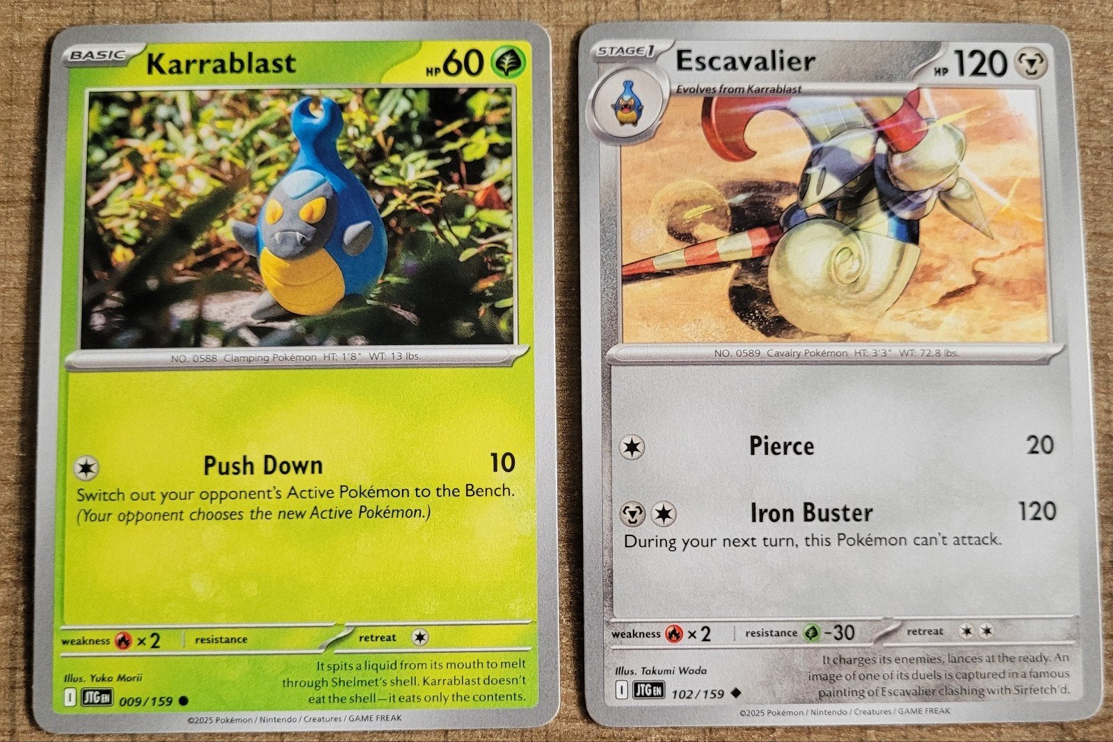 Karrablast (009/159) + Escavalier (102/159), Ophalen of Verzenden, Zo goed als nieuw, Meerdere kaarten