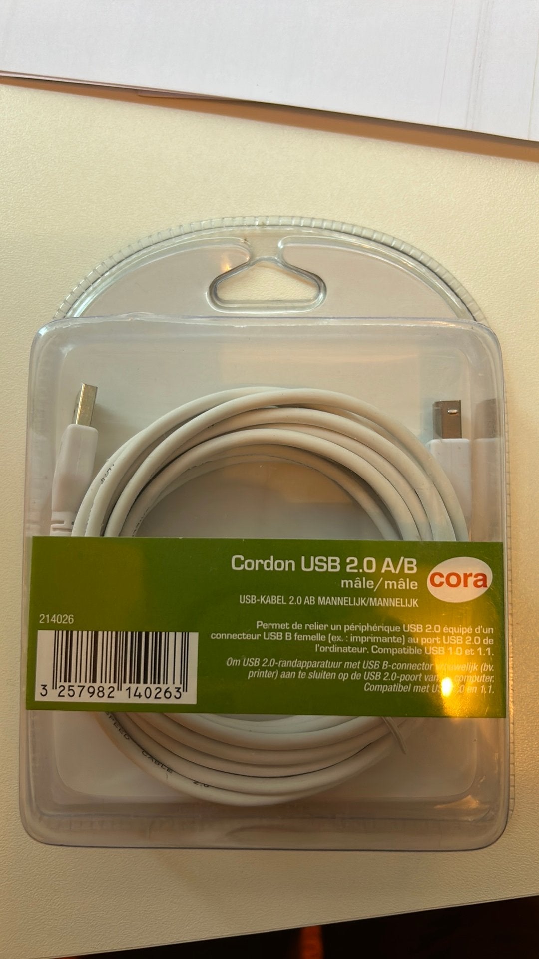 CÂBLE USB 2.0 AB, Enlèvement ou Envoi, Neuf