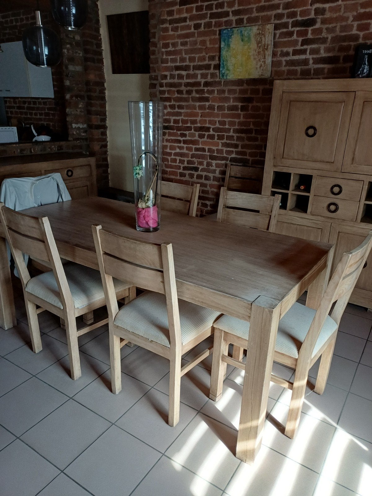 volledig massief houten eetkamer, Ophalen, Zo goed als nieuw
