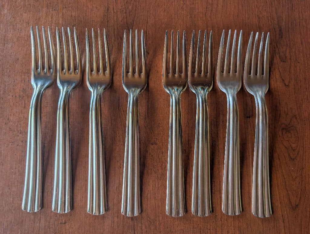 Set van 8 vintage vorken in stijlvolle Art Deco uitvoering., Ophalen of Verzenden