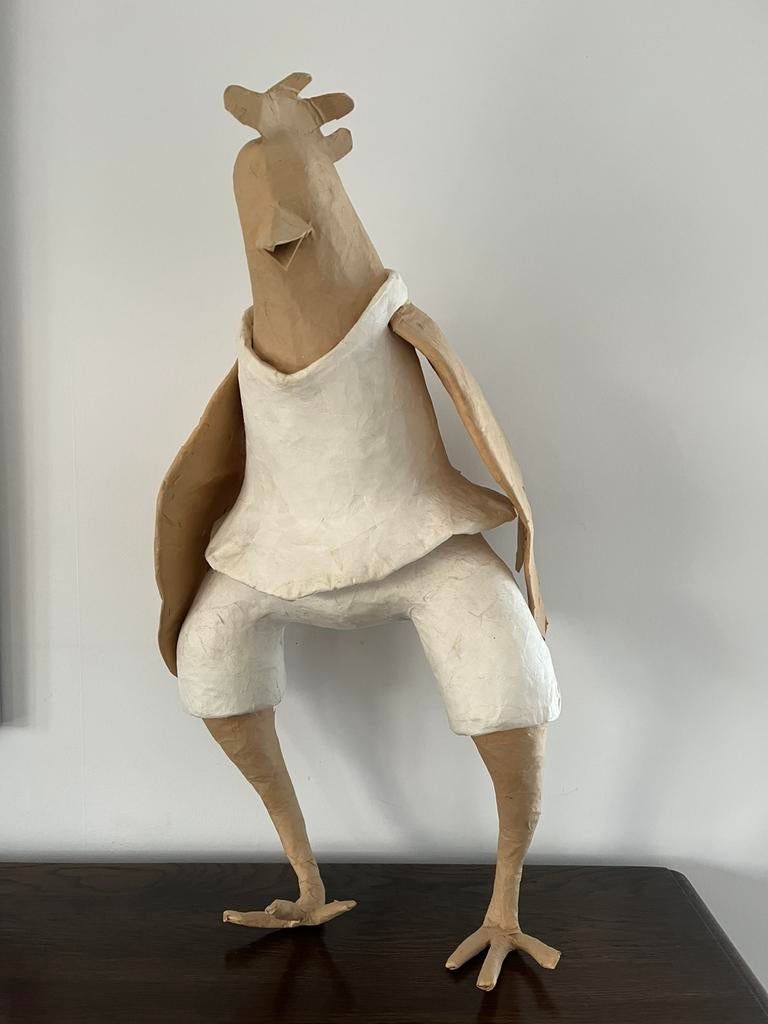 Kip in papier maché (uniek stuk), Antiek en Kunst, Kunst | Beelden en Houtsnijwerken, Ophalen