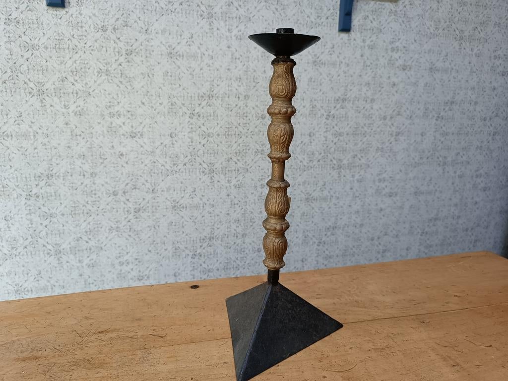 Marokkaanse ijzeren kandelaar/ kaarshouder (handgemaakt), Gebruikt, 25 tot 50 cm, Crème, Ophalen of Verzenden