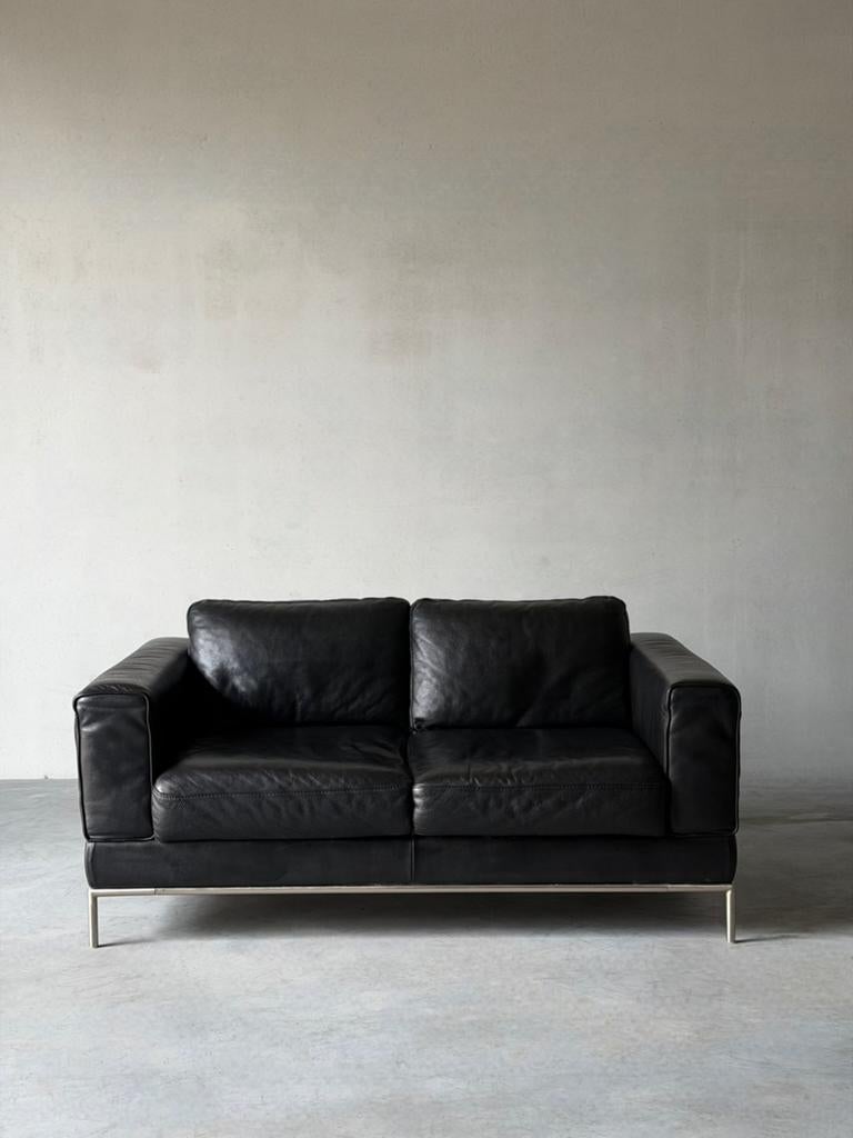 Vintage leren zetel met chroom frame - bauhaus stijl, Huis en Inrichting, Zetels | Zetels, Ophalen