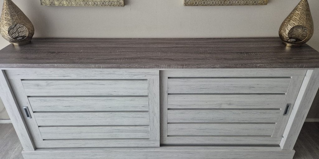 Dressoir / commode met schuifdeuren, Ophalen, Gebruikt, 25 tot 50 cm, 200 cm of meer