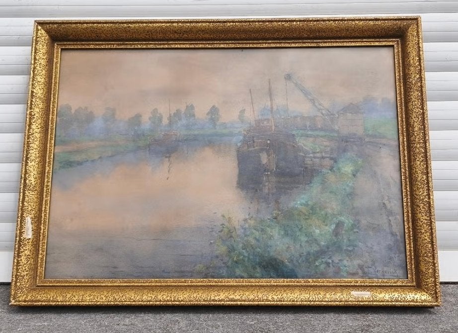 aquarelle signe firmin verhevick, Antiek en Kunst, Ophalen of Verzenden, Aquarel