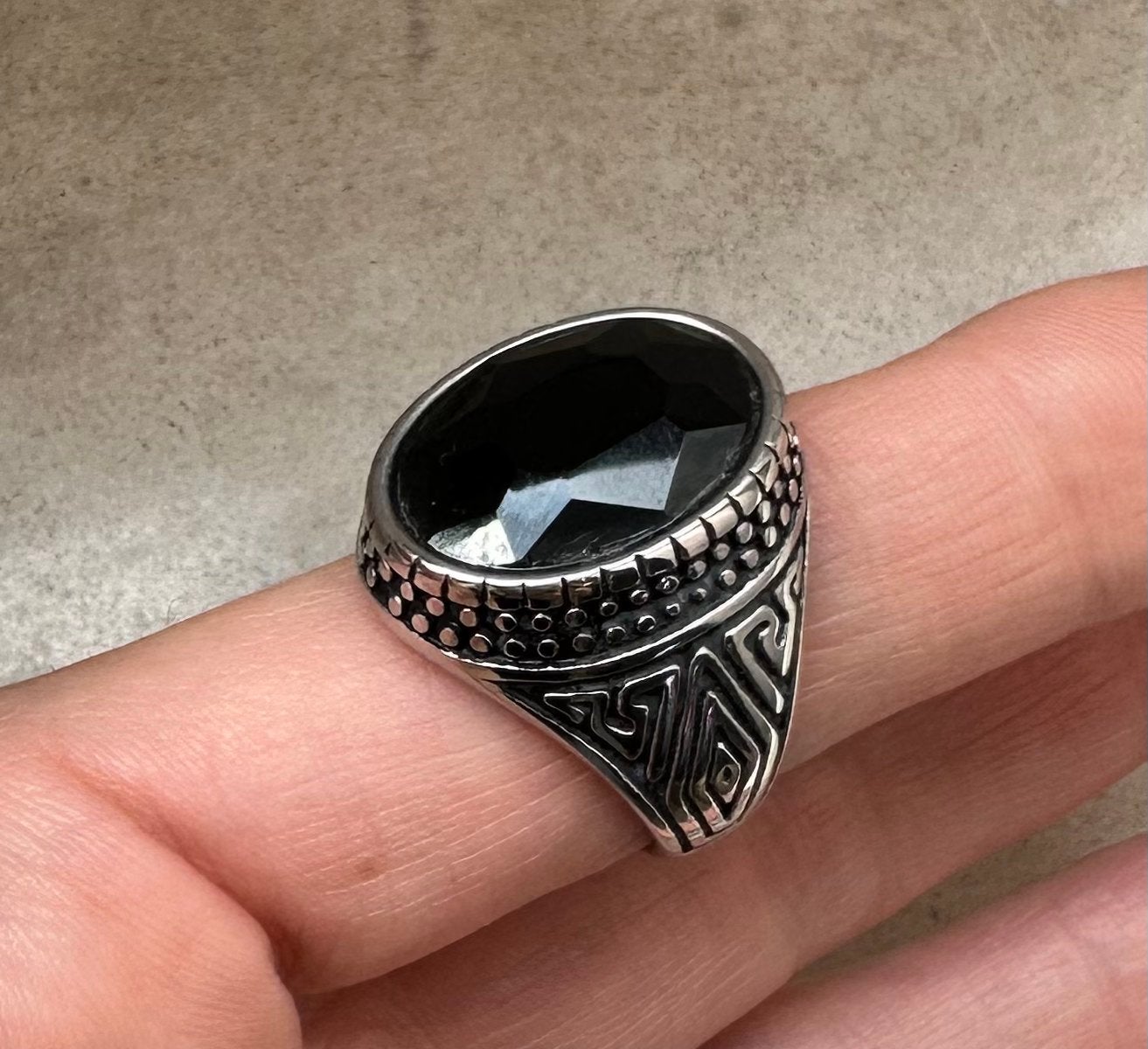 Bague pour homme en argent taille 18, Bijoux, Sacs & Beauté, Bagues, Neuf, Enlèvement ou Envoi, 18 à 19, Avec pierre précieuse