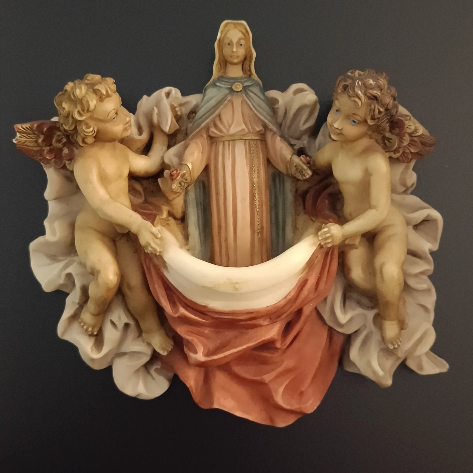 Wijwatervaatje Maria met engelen A.Lucchesi FARO., Antiek en Kunst, Ophalen of Verzenden