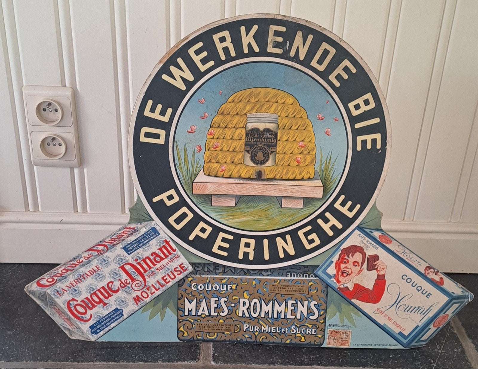 zeldzame reklamebord De werkende bie Poperinghe, Ophalen of Verzenden