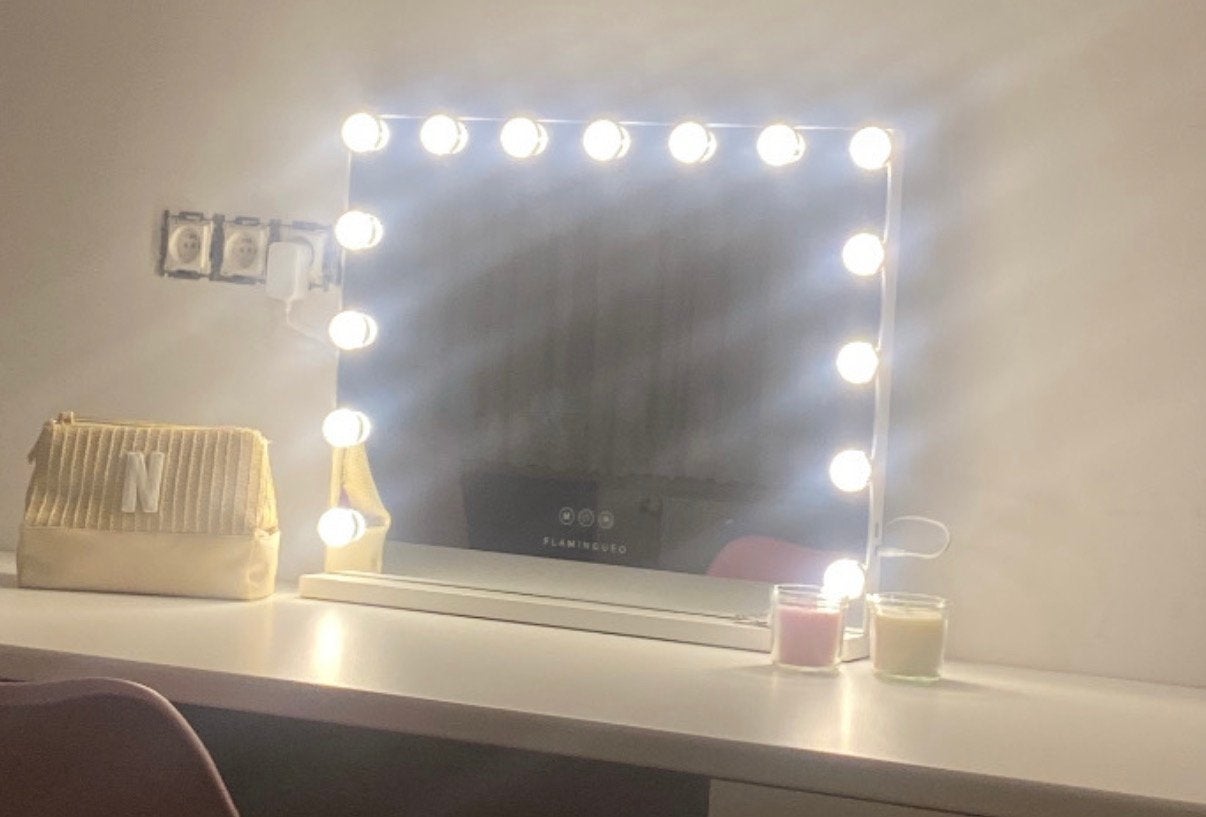 make-upspiegel met led/usb, Ophalen, Rechthoekig, 50 tot 100 cm, Minder dan 100 cm