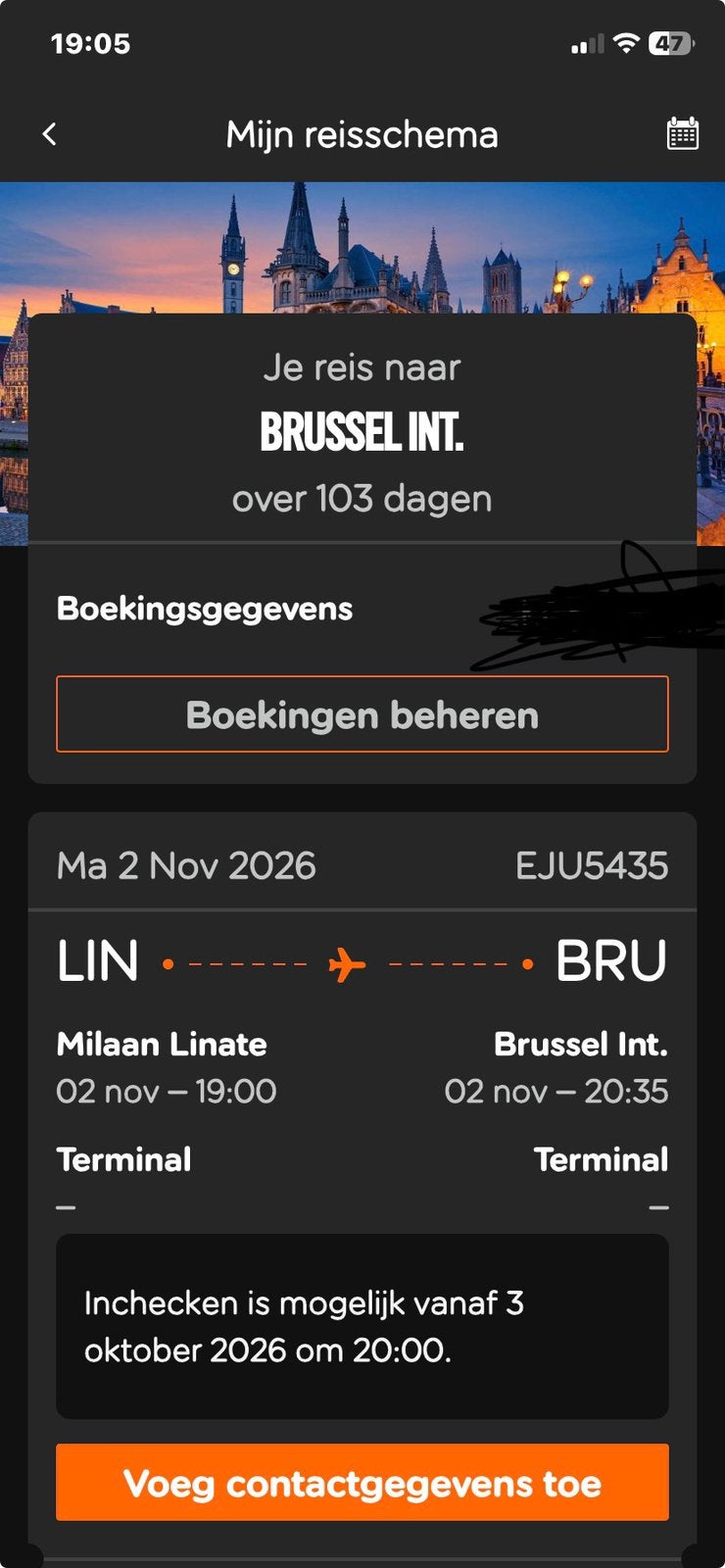 Milaan Linate - Brussel Zaventem