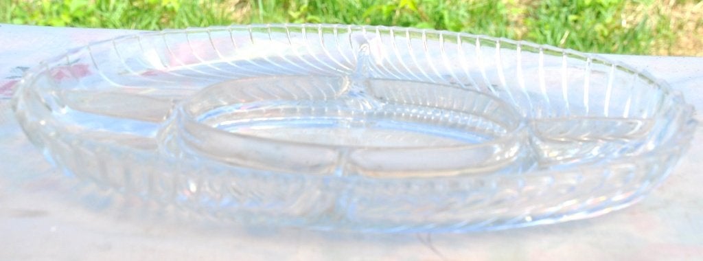 plat apéro en verre oval 5 compartiments, Enlèvement ou Envoi, Comme neuf, Verre, Récipient(s)