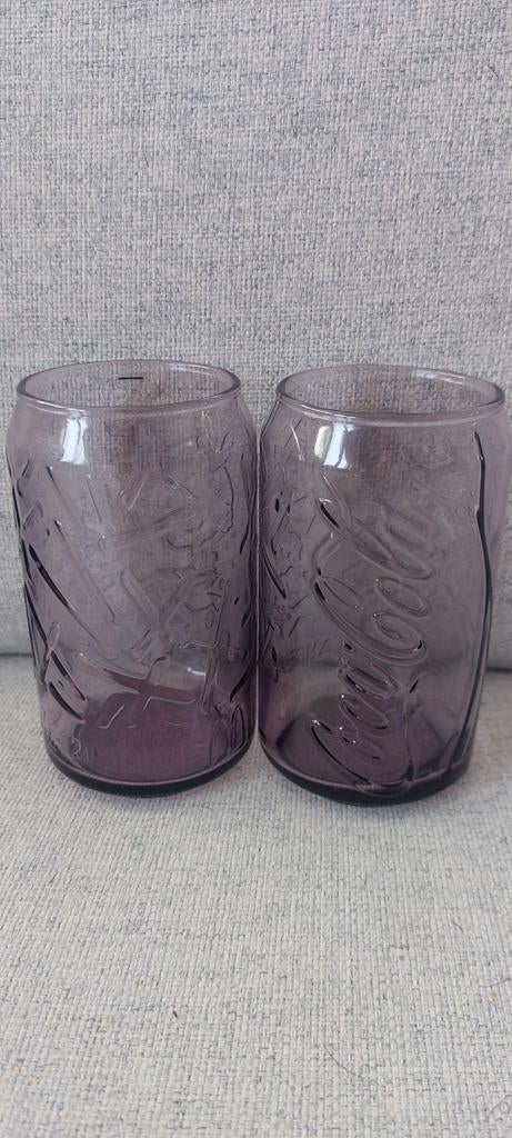 2 paarse coca-cola-glazen, Verzamelen, Glas en Drinkglazen, Ophalen of Verzenden