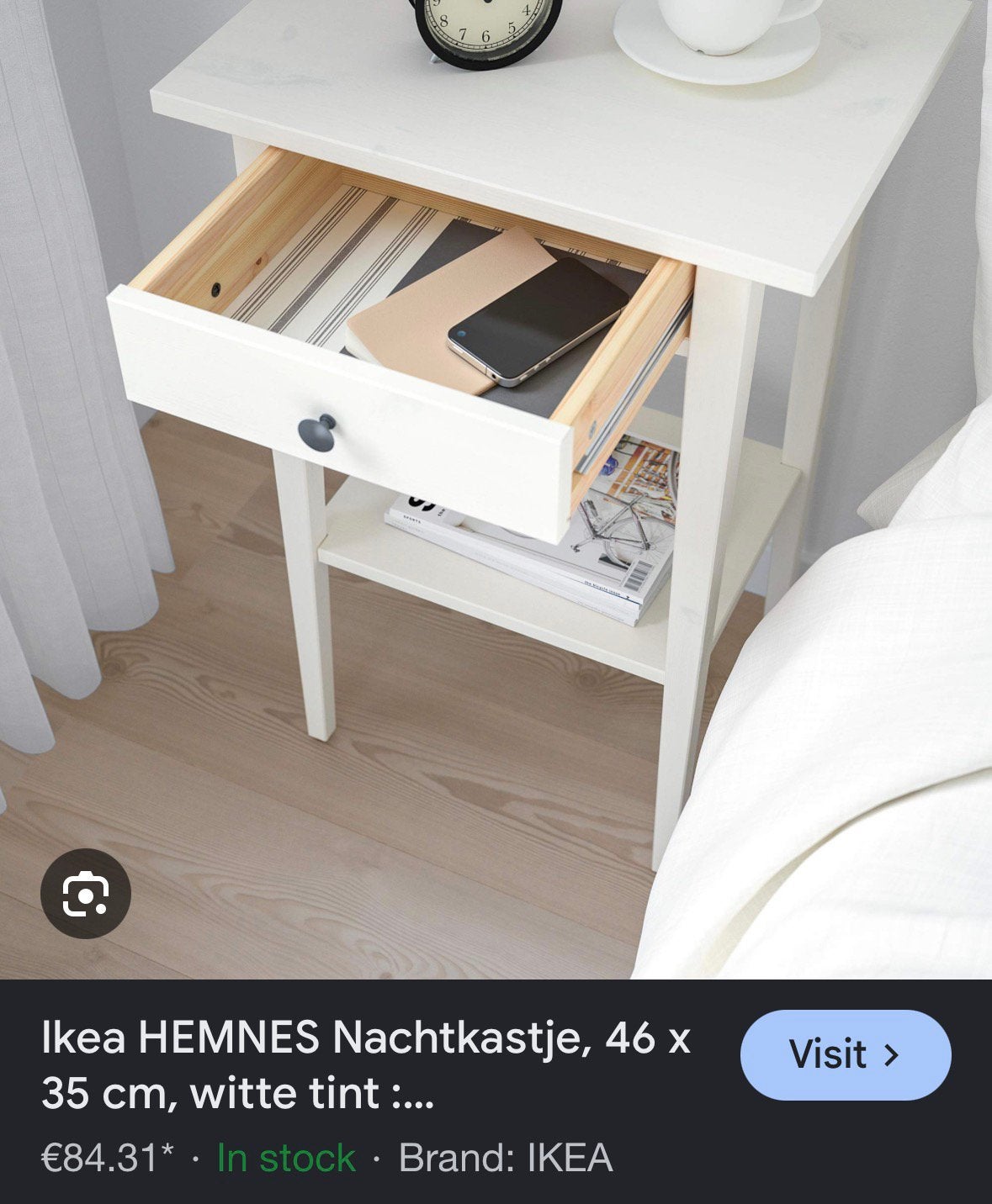 Nachtkastje ikea Hemnes, Huis en Inrichting, Slaapkamer | Nachtkastjes, Ophalen, Nieuw