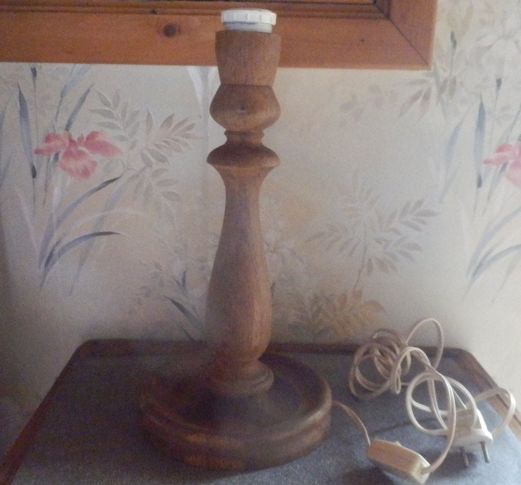 (4) - pied de lampe en bois, 38 cm, Ophalen of Verzenden, Zo goed als nieuw, Met stekker