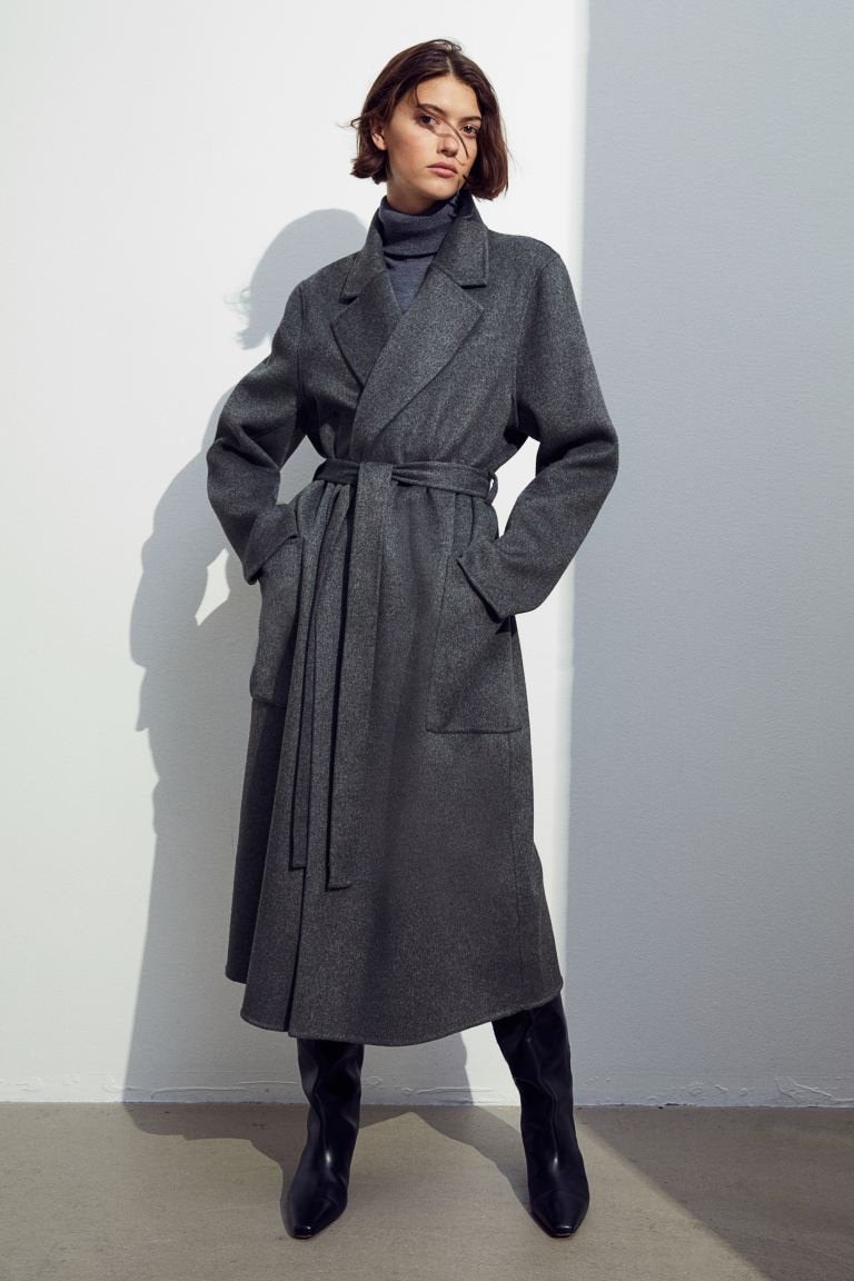 H&M NIEUW Premium mantel 6% kasjmier, 94% wol , maat S=38, Ophalen of Verzenden, Nieuw, Maat 38/40 (M), Grijs