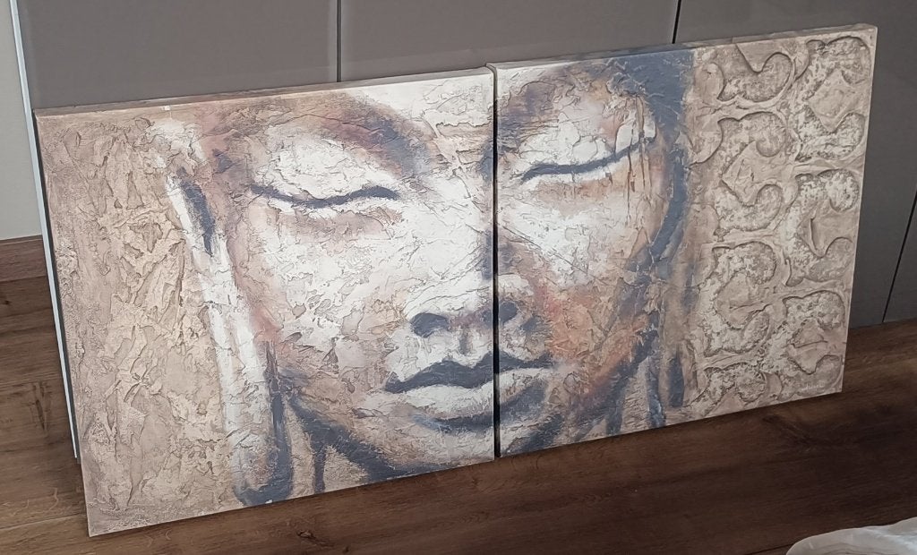 Boeddha van Juul op canvas, 50 – 75, Comme neuf, Enlèvement, 50 à 75 cm