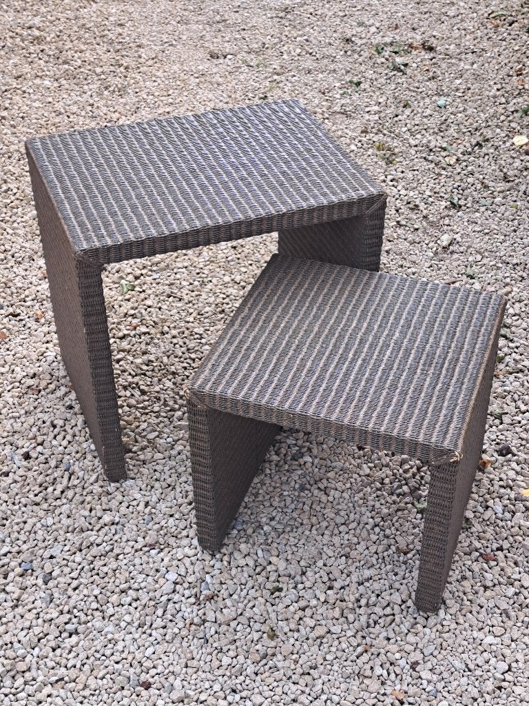 bijzettafeltjes in rotan, Huis en Inrichting, 45 tot 60 cm, Overige materialen, Minder dan 55 cm, Gebruikt