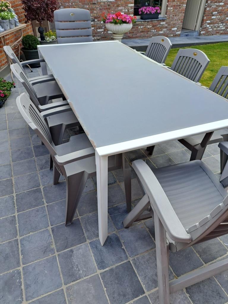 Tafel buiten met 5 stoelen en 2 zetels, Tuin en Terras, Ophalen